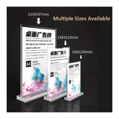 A4 SIZE T SHAPE ACRYLIC TABLE DISPLAY HOLDER STAND
