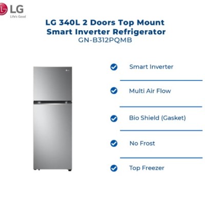 LG Refrigerator 2 Door Inverter 340LGN-B312PQMB
