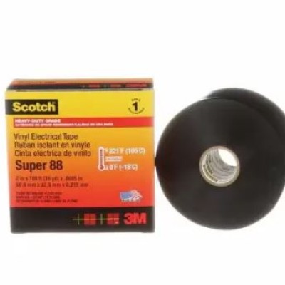 3M Super 88 Black Polyvinyl Chloride Electrical Insulation Tape, 19mm x 20 m
