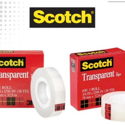 3M Scotch 19mm 600 Transparent Adhesive Tape Scotch Stationery Tape, 32.9m Length 600-B