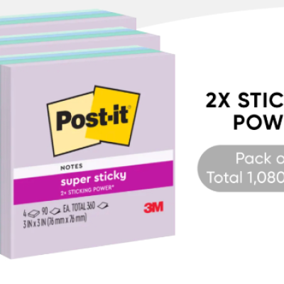 3M Post-it Super Sticky Notes Blue Hour Coll. 3x3 [90s x 4 Pads] PACK OF 3