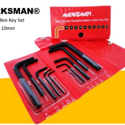 *MARKSMAN 10 PCS CHROME VANADIUM ALLEN KEY SET 1.5MM TO 1.0MM