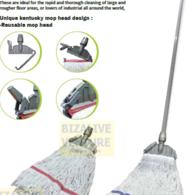 Rayaco Aluminium Handle Heavy Duty Mop | Kentucky Mop Set | Industrial Mop | Cotton Mop | Reusable Mop Mop Lantai Besar