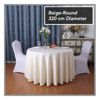 *Plain Round Table Cloth [320cm Diameter Beige Cream Colour]