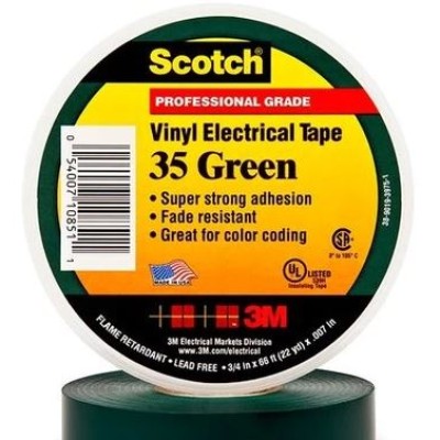 35 Scotch Vinyl Electrical Tape 19mm X 20m Green