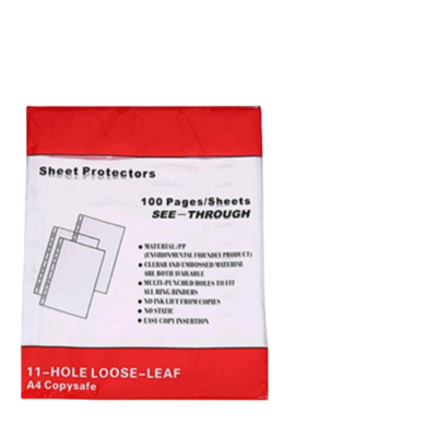 (100 pcs   Pkt) - A4 11 holes Refill Protector   Transparent Sheet Protectors   Pocket File Refill