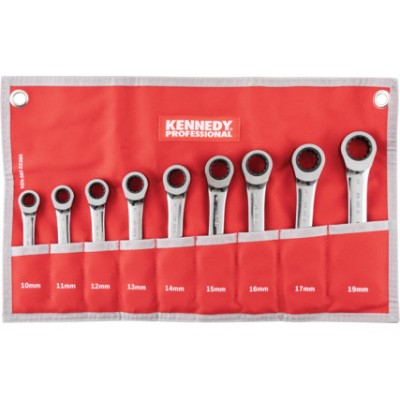 *Kennedy 9pc Short Ratchet Combination Metric Spanner Set - KEN5822236K