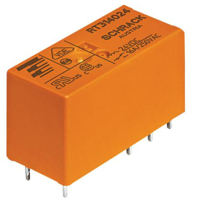 SCHRACK RTE24024 General Purpose Relay, RT2 Series, 8 A, 24 Vdc, Power, Non Latching, DPDT