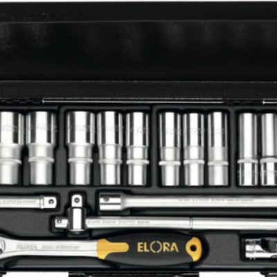 ELORA Socket Set 1 2", bi-hexagon, 18-pcs. 10-32 mm, ELORA-770-LTIK