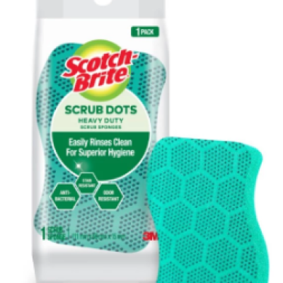 3M Scotch-Brite Heavy Duty and Non-Scratch Scrub Dots, Rinses Fast and Clean, 1 pc pack, For dishwashing