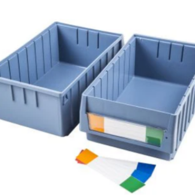 Blue Plastic Stackable Storage Bin, 400mm x 234mm x 140mm, Blue