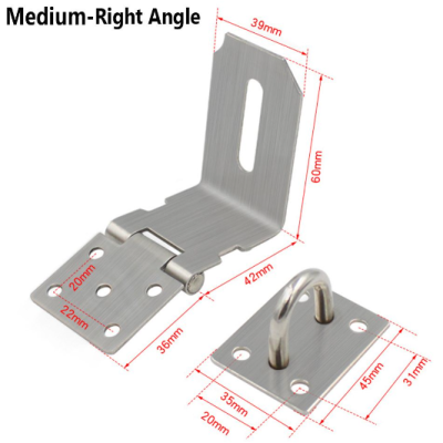 *Stainless Steel Hasp Lock & Staple Padlock (MEDIUM-RIGHT ANGLE)