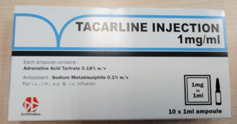 MAL11110008A, DUOPHARMA TACARLINE 1MG      /      ML SOLUTION FOR INJECTION VIAL 1'S (ADRENALINE BP) CCM