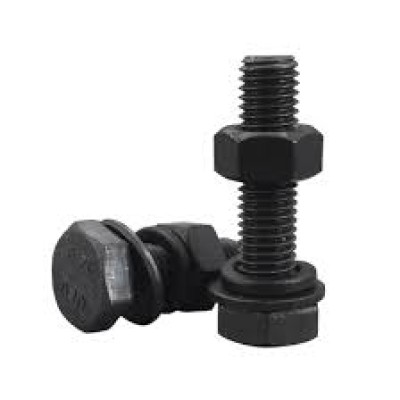 M24 X 160MM LG. HEX. HEAD BOLT C W NUT & WASHERS, CS (FULLY THREADED)