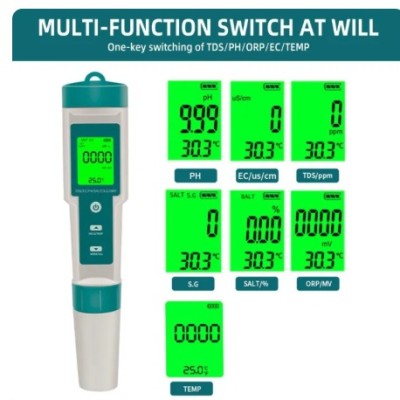 TOP 7 in 1 TDS EC ORP S.G PH Salinity Temperature Meter Digital Water Quality Tester Waterproof for Drinking , Aquarium