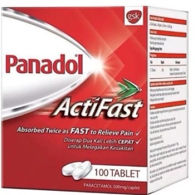 Panadol Actifast 100`s(100%Original ) 1 kotak isi 10 papan