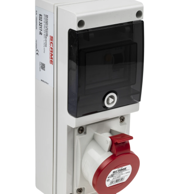 *SCAME DOMINO 632.3217-R IP44 Red Wall Mount 3P+N+E RCD Industrial Power Connector Socket