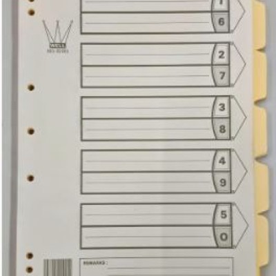 A4 5 Tab Paper Index Divider - PINK | CREAM | YELLOW | GREY | GRE