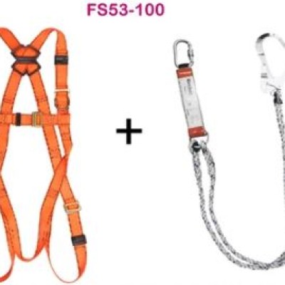 PROGUARD BECKER FULL BODY HARNESS WITH LARGE HOOK DOUBLE LANYARD, ENERGY ABSORBER & CARABINER