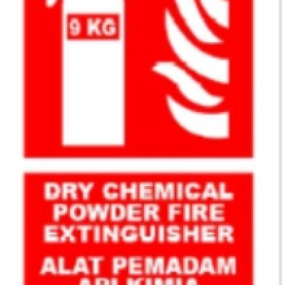 SAFETY SIGN FOR DRY CHEMICAL POWDER FIRE EXTINGUISHER (9KG)