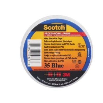 3M Scotch 35 Blue Polyvinyl Chloride Electrical Tape, 19mm x 20 m