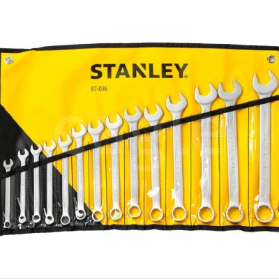 STANLEY 87-036 SLIMLINE COMBINATION SPANNER SET WRENCH SET 14PIECE 8MM-24MM(8,9,10,11,12,13,14,15,16,17,19,21,22,24MM)
