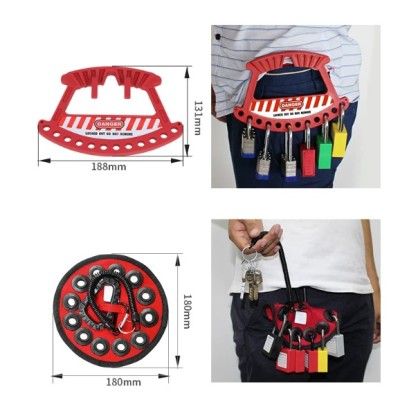 Safety lock hanging frame, portable simple padlock rack, plastic portable 12-hole padlock, tag lock with LOTO