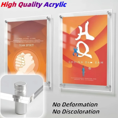 A4 Frameless Floating Acrylic Photo Frame Plastic Certificate Frame Transparent Acrylic Wall Hanging Poster Frame