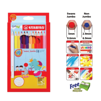 Stabilo Swans 24 Jumbo Coloured Pencils 1879J