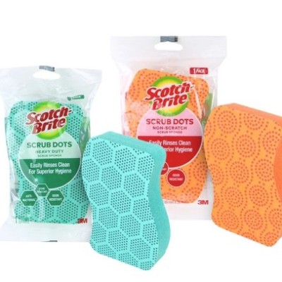 3M Scotch-Brite Heavy Duty and Non-Scratch Scrub Dots, Rinses Fast and Clean, 1 pc pack, For dishwashing