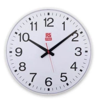 RS PRO White Analogue Clock, 420 mm Diameter Wall