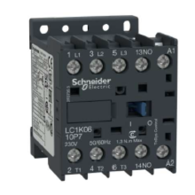 Schneider Electric TeSys K contactor - 3P - AC-3 <= 440 V 6 A - 1 NO aux. - 220...230 V AC coil LC1K0610M7