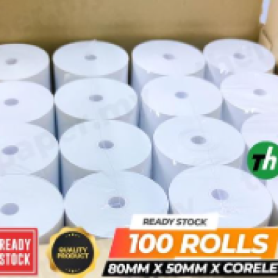 80mm x 50mm x Coreless (100 Roll Box) Thermal Receipt Paper Roll Resit Paper Roll  Thermal Paper Roll