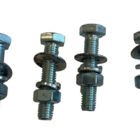 M10 X 55MM H|T G8.8 HEX BOLT + NUT + SPRING WASHER + FLAT WASHER (FULL THREAD -  ZINC PLATED)