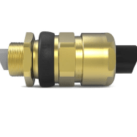 Hawke 501\453\UNIV\A\M20 brass nickel plated cable gland c\w lock nut, earth tag and black nylon washer