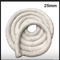 Ceramic Fibre Round Rope 25mm Ceramic Braided Packing Rope With SS Wire Reinforcement Size: 25mm Diameter x 30 meter per roll Brand : HAMILTON GLAND PACKING