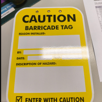 Barricade Tag. CAUTION Yellow