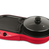 Electric 2-in-1 Grill and Steamboat Hotpot with Dual Temperature Control