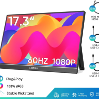 Arzopa A1M Game 17.3" FHD HDR Ultra Slim 60Hz IPS Full Body Edge to Edge Portable Gaming Display