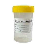 Sterile Plastic Urine Container with Yellow Screw Cap, H1016-Y (500 Pieces per Carton)