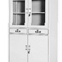 Half Swing Glass Door Metal Cabinet c w 2 Drawer