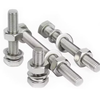 M4 X 30 SS304 HEX BOLT + NUT + S.W. + F.W  - NO CERT