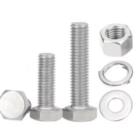 M10 X 60MM SS304 HEX. BOLTS ( FULL THREAD) C.W 1 PC HEX. NUT, 2 FLAT WASHERS & 1 SPRING WASHER  - PLAIN