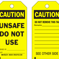 Brady Y74670 LOTO Tags (Unsafe Do Not Use)
