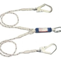 3M 1390398 Twin Leg Shock Absorbing Rope Lanyard With Auto-Lock Carabiner & Scaffold Hooks