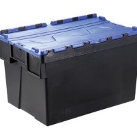 RS PRO 56L Blue PP Attached Lid Container, 600mm x 400mm x 310mm