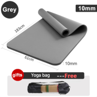 NBR TPE Yoga Mat Soft Gym Exercise Mat Extra Non-slip, shock-absorbing, silent and thickened professional yoga mat Variations : [10MM+Bag] - Grey