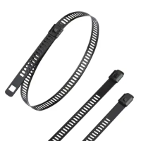 RS PRO Cable Tie, Ladder Single Lock, 300mm x 7 mm, Black 316 Stainless Steel, Pk-100