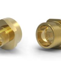Hawke 476 brass nickel plated reducer cw lock nut & nylon washer, M32 (M) x M20 (F)
