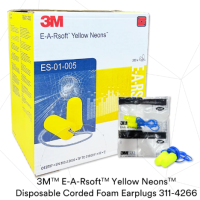 3M 311-4266, E-A-R Soft Yellow Neons, 34 dB, Corded, 200pairs, 1Box